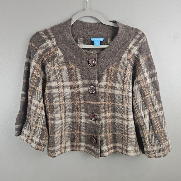 White & Warren Cashmere Brown Button Down Cardigan Sweater Size XL - Picture 1 of 8